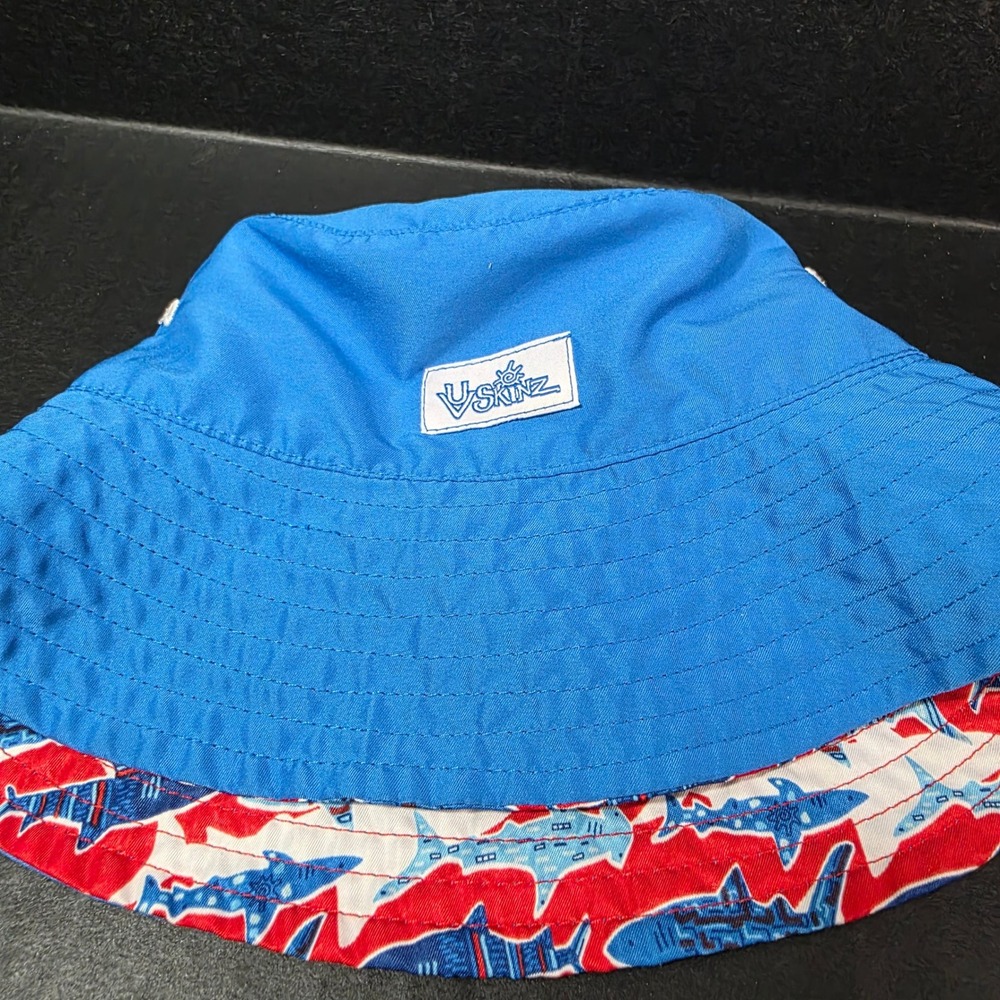 UV Skinz Toddler‎ Reversible Bucket Hat Blue Shark Print OSFM